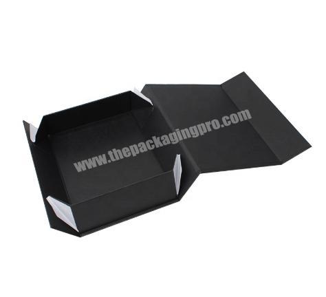 Magnetic Closure Foldable Cardboard Matte Box Black Clothing Packaging
