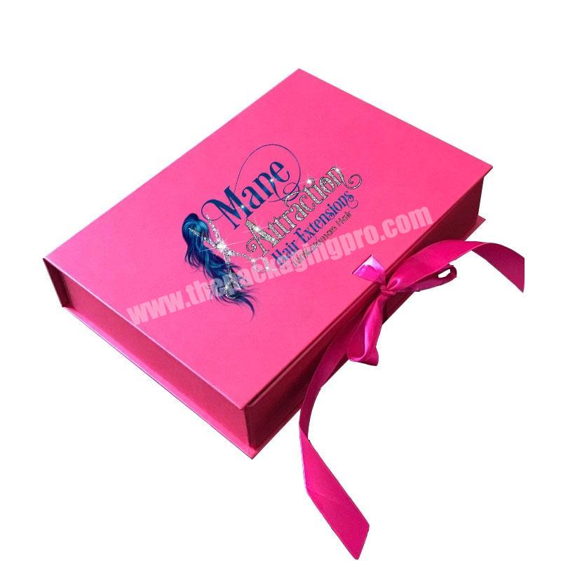 magnetic custom wig box packaging custom logo with a bow tie closure