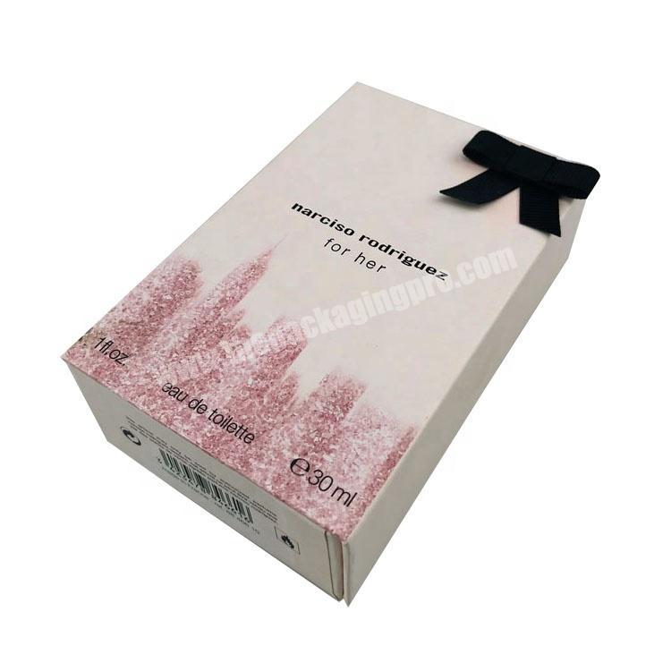 magnetic flip lid 30ml women perfume packaging box with ribbon bowknot