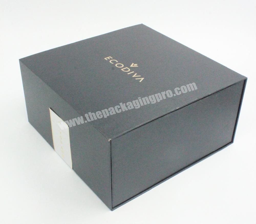 Manufact Black Leather Paper Magnetic Closure Gift Box, Printing Black Cardboard Watch Packaging Box