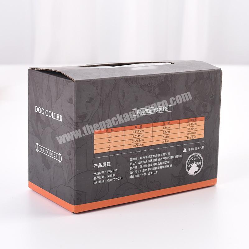 Manufacturer Custom Logo Foldable Kraft Dog Collar Packing Box with Transparent PVC