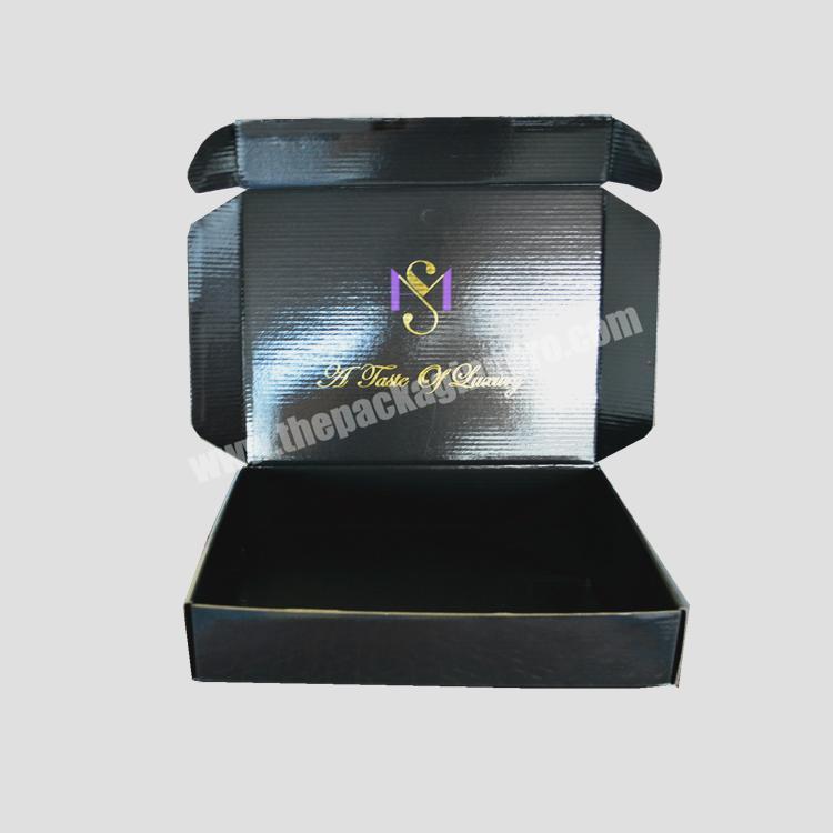 Manufacturer custom logo printing packaging human hair lace wig cardboard box black clothing mailer box