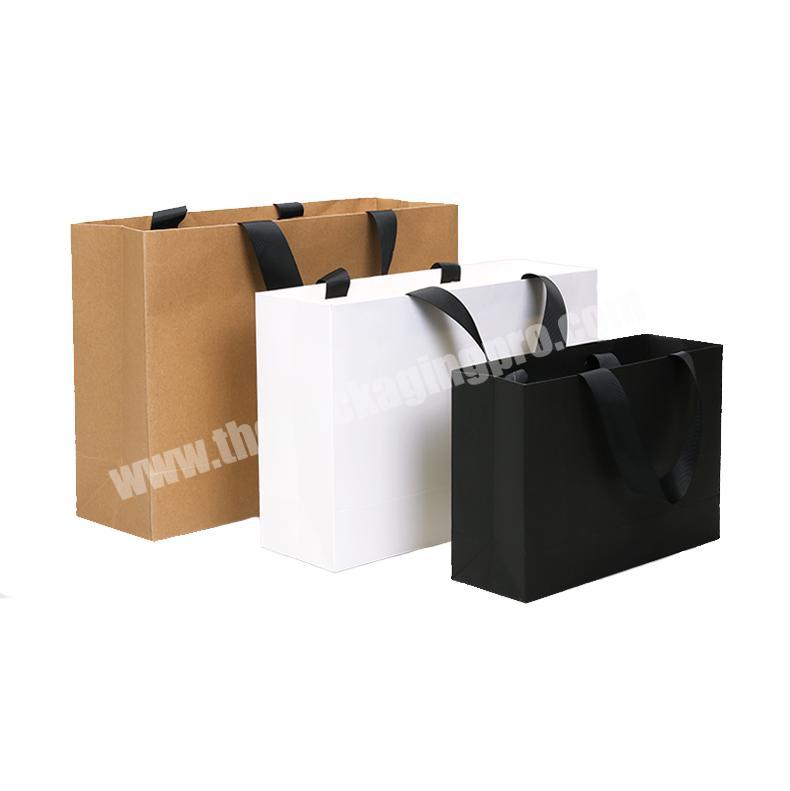 Manufacturer Custom Personalized Printed LOGO White Cardboard Shopping Gift Black Paper handBag