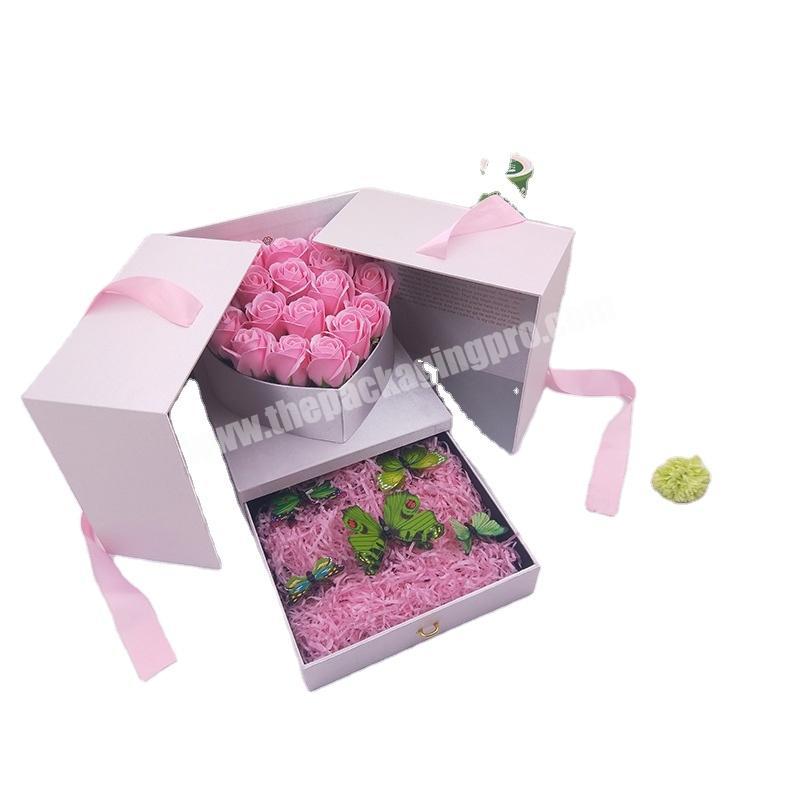 Manufacturer customized double layer flower box flower box luxury  flower packaging box