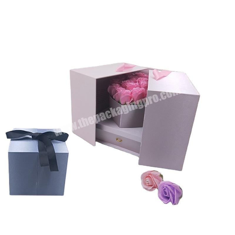 Manufacturer customized  flower box luxury flower packaging box double layer flower box