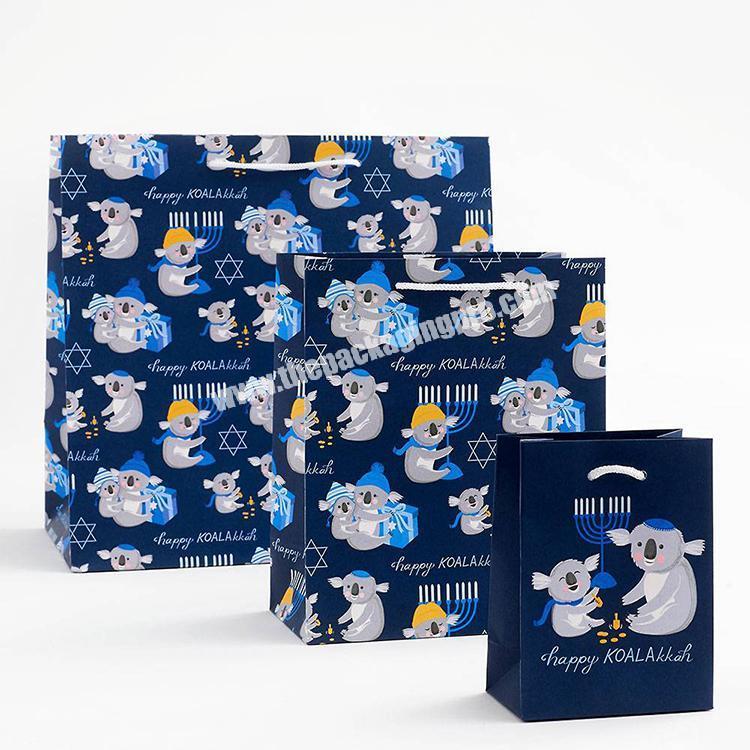 Manufacturer Customized Logo Recyclable Packing CMYK Paper Packaging Hanukkah Koala Gift Bags