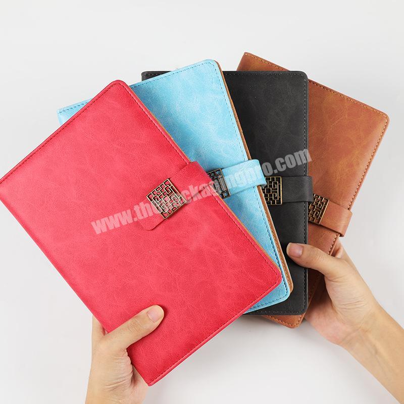 Manufacturer direct  Chinese style a5 leather cover buckle business notebook