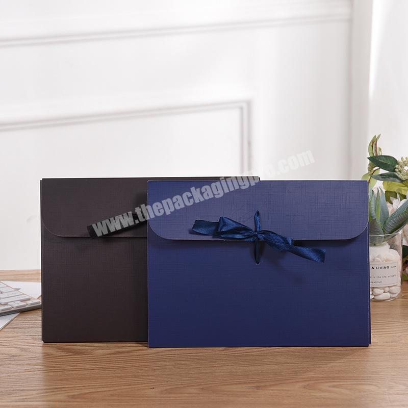 Manufacturer Luxury Design Printed Fancy Custom Logo Kraft Clothing Packing Box with Ribbon