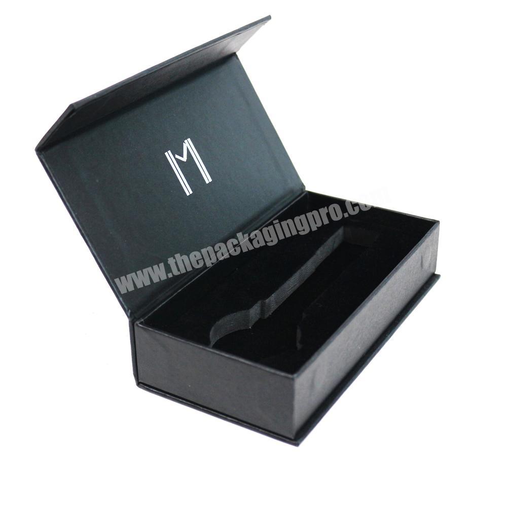 Manufacturer luxury high quality black cardboard magnetic cosmetic perfume packaging box custom logo