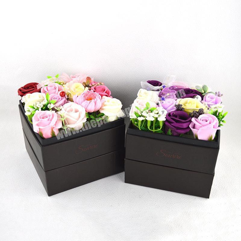 Manufacturer Sale Custom Advertising Rose Lily Gypsophila Paper Cardboard Base Lid Flower Box