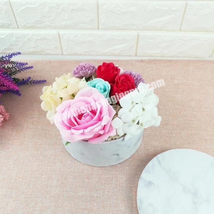 Marble Alike Appearance Origami Cylindrical Paper Packaging Box for Flowers