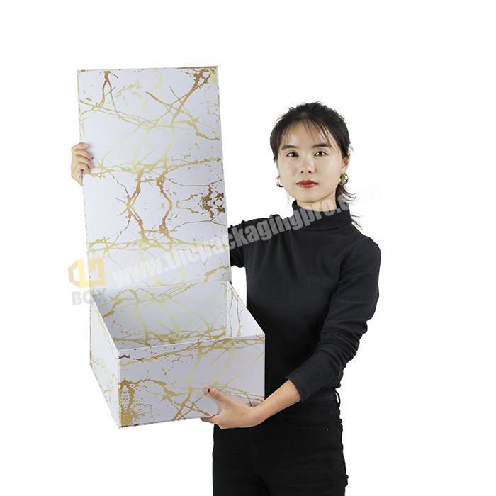 Marble effect surface paper cardboard box in big size with custom logo