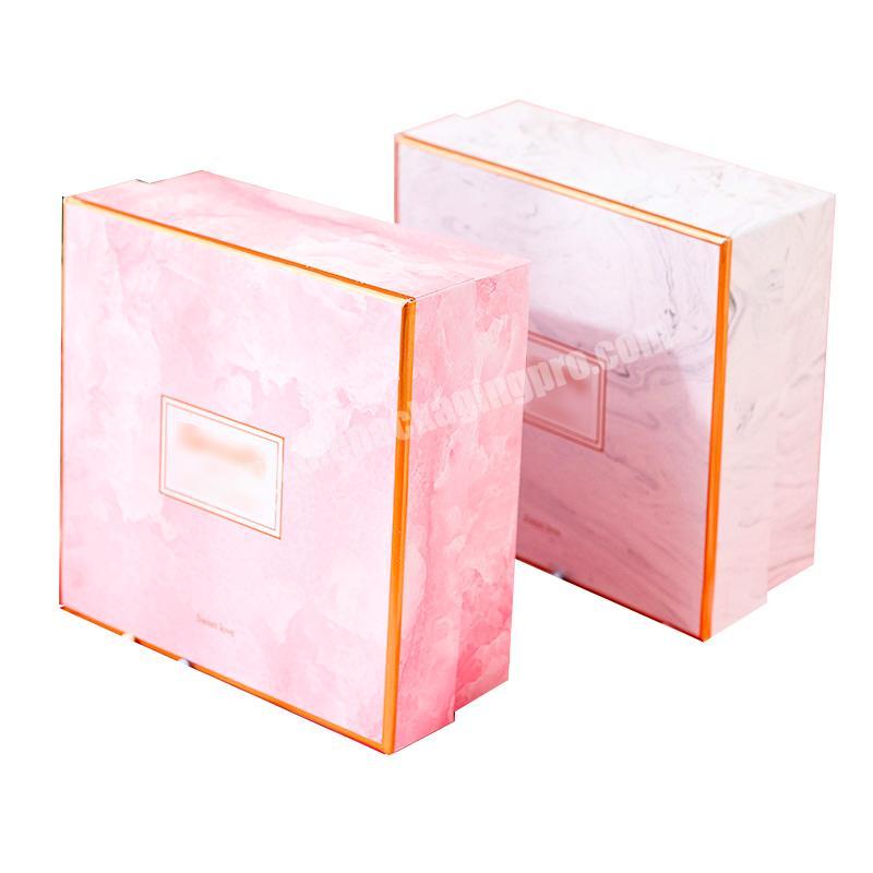 Marble flower luxury lid and base paper lift off tie party gift packaging box