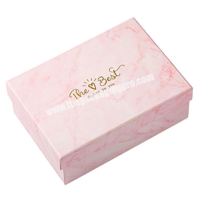 Marble pink  packaging box knot wedding box for holiday gift box customization