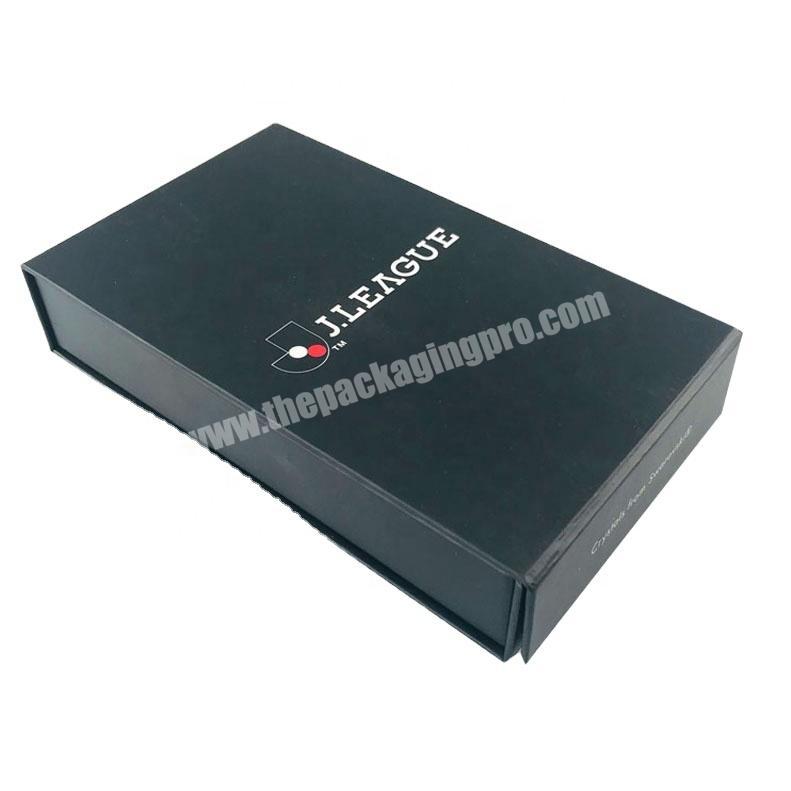 Matte black cardboard magnetic closure exquisite accessory box with black soft foam inlay
