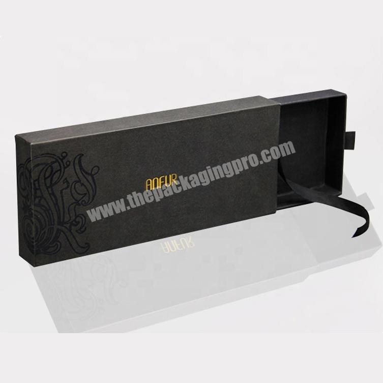 Matte black drawer box packaging for hair extensions