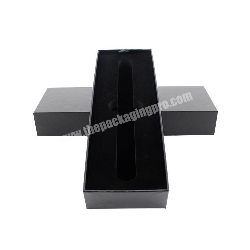 Matte Black Luxury Handmade Paper Packaging Makeup Brush Box With Embossed Logo