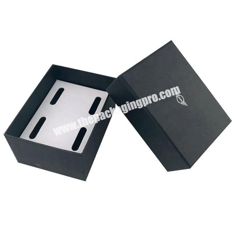 Matte black simple top and bottom wristwatch box with leather pillow