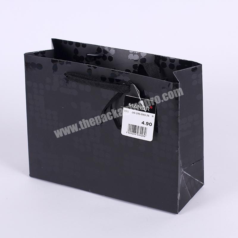 Matte lamination black paper shopping bag with custom logo