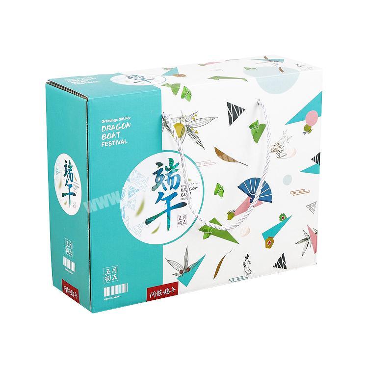 Matte lamination full colors printed corrugated paper box with handle