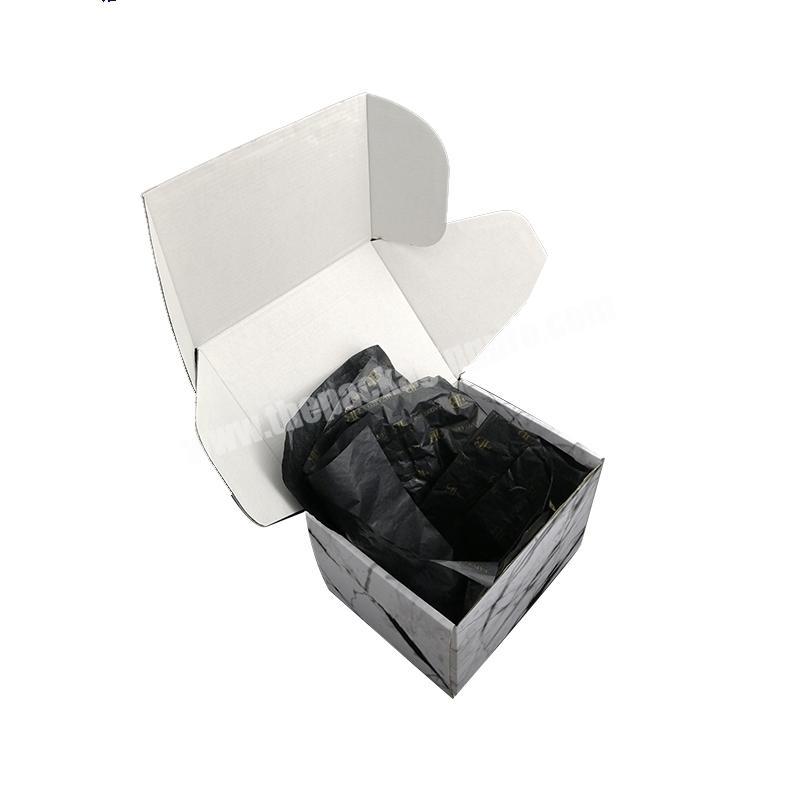 Matte Marble Printing Custom Logo Luxury Mailer Shipping Packaging Box With Tissue Paper For Shoe