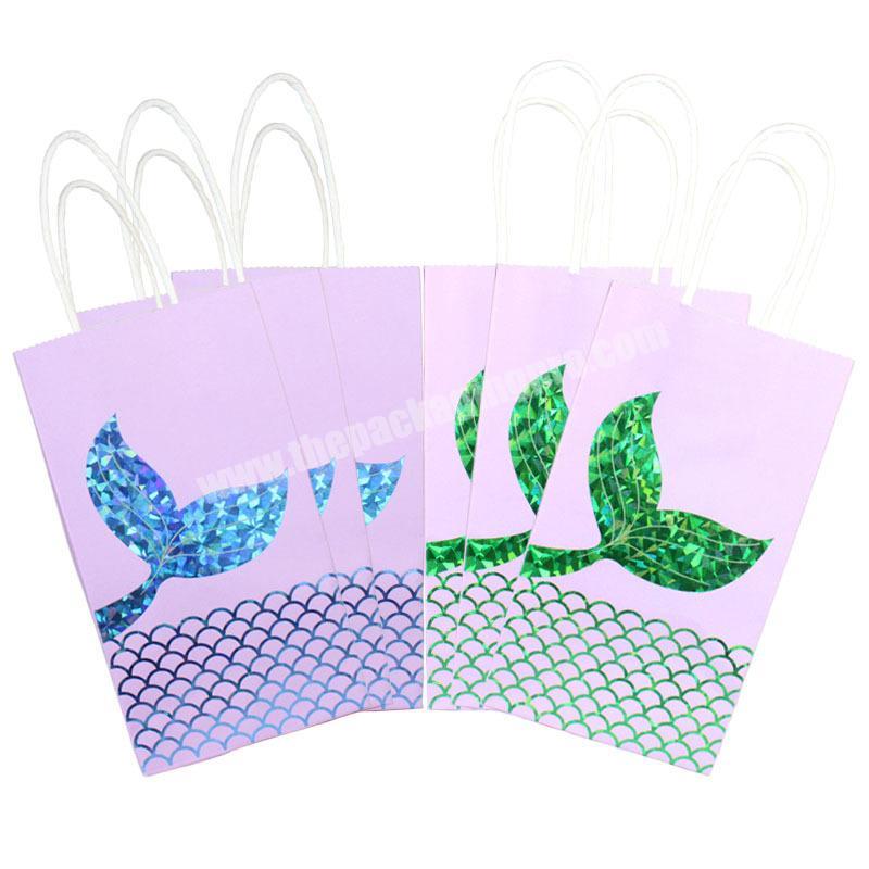 Mermaid Tail Paper Bag Kraft Paper Packaging Bag Gift Bag Baby Shower Birthday Candy Box Birthday Party Xiamen China  supplier
