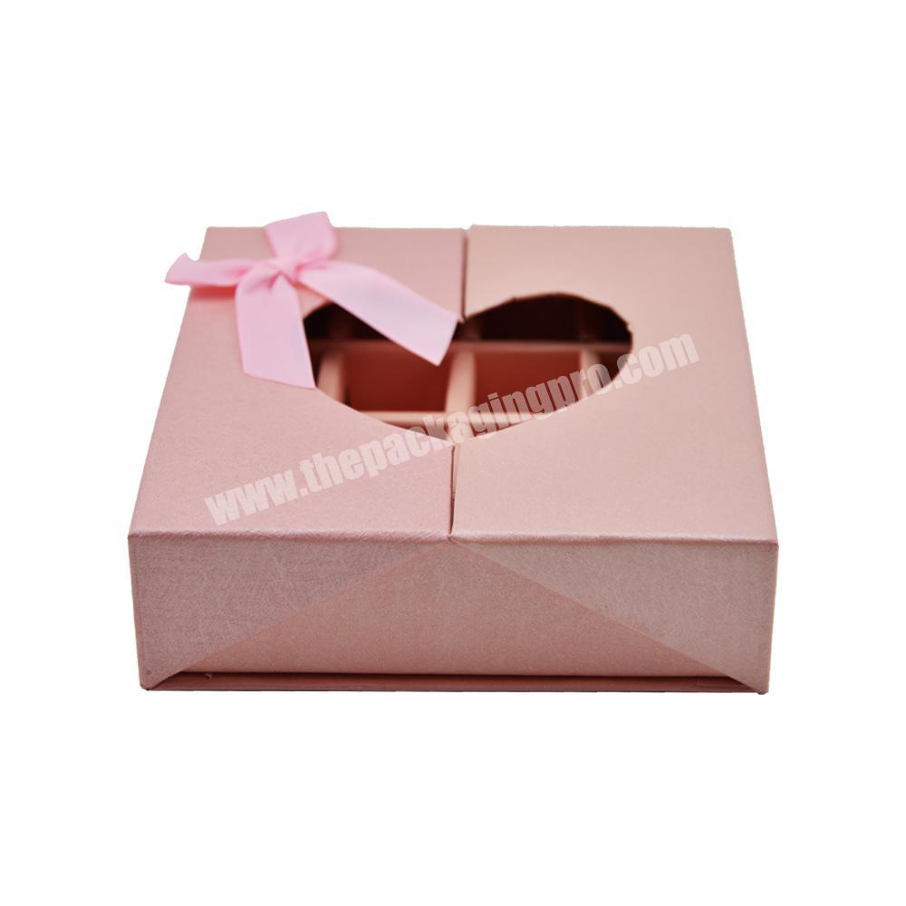 Mini Cake Pink Fancy Cardboard Paper Gift Box With Dividers And Window For Dessert Candy Packaging