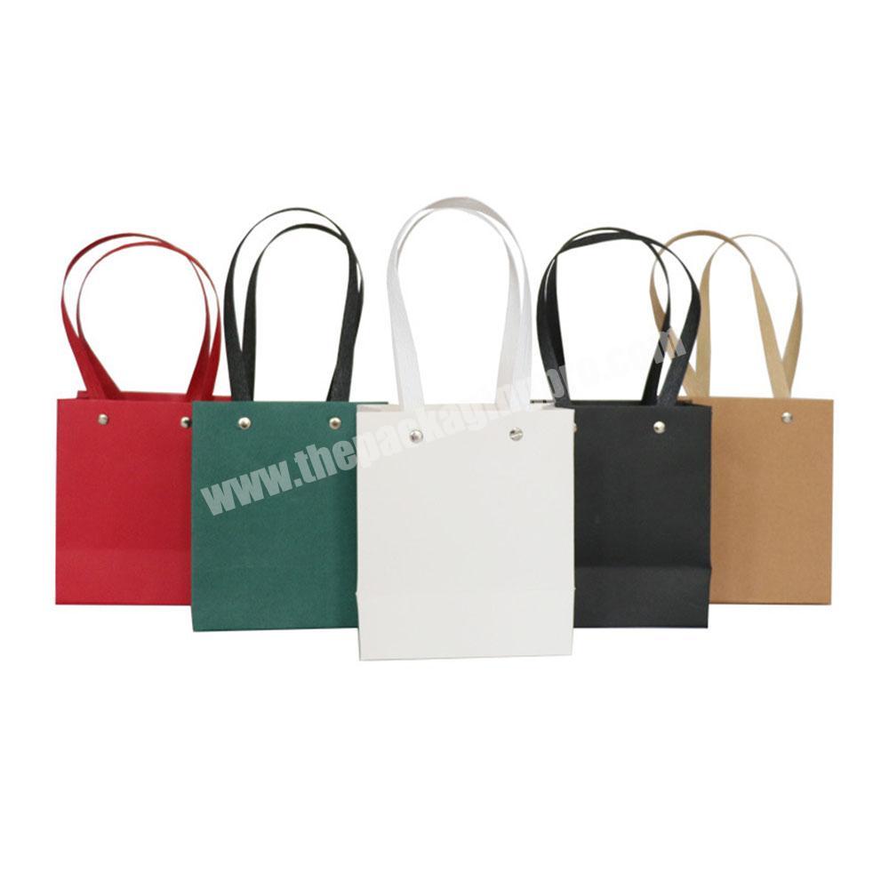 Mini Small Wedding Cosmetic Gift Paper Tote Favour Packaging Bags With Flat Rivet Handle