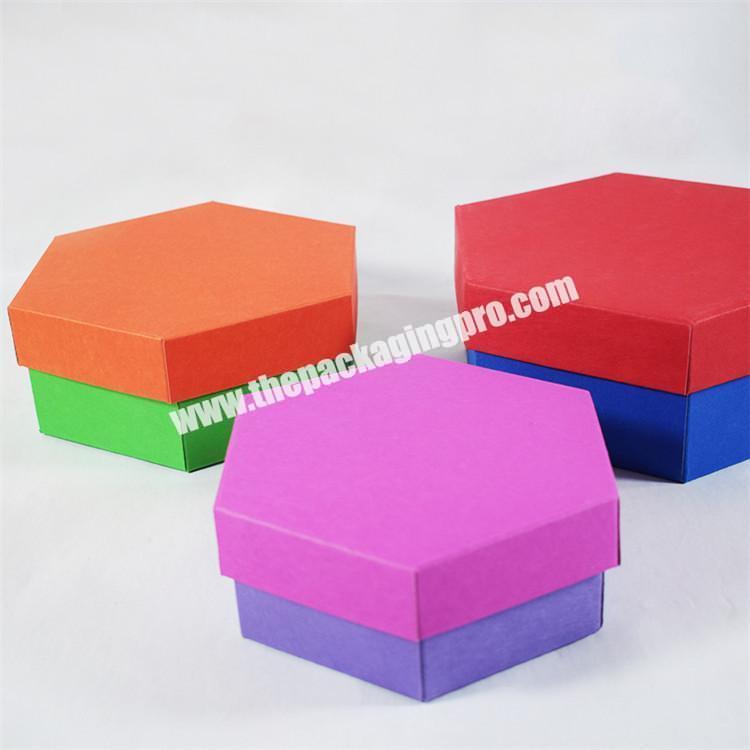 Minion wedding birthday used multi-colored hexagon customize paper packaging gift boxes with lid