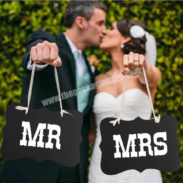 MR & MRS Candy Gift Box Wedding Box Pillow With Ribbon