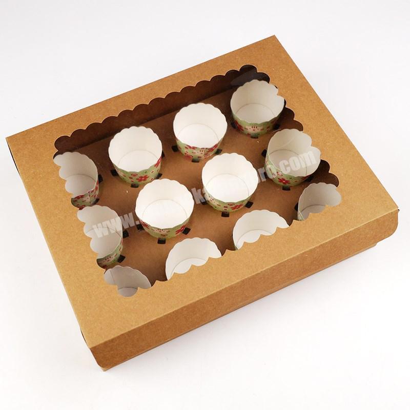 Muffin Package Cupcake Box Clear Window Mini Cake Kraft Paper Box