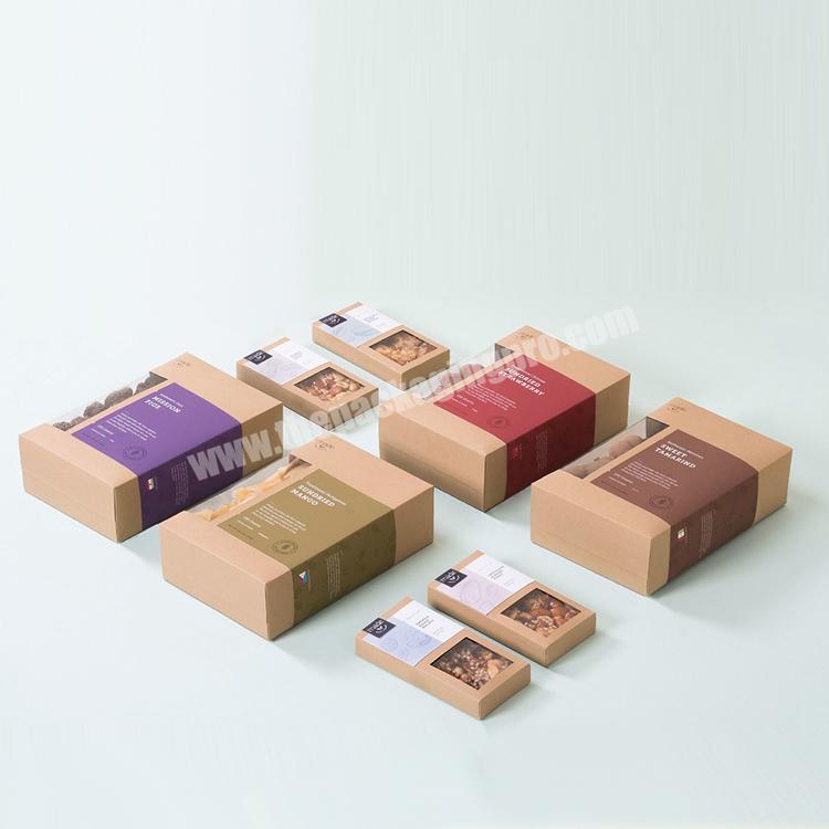Multi colors printed packaging use small Kraft paper box with PVC window