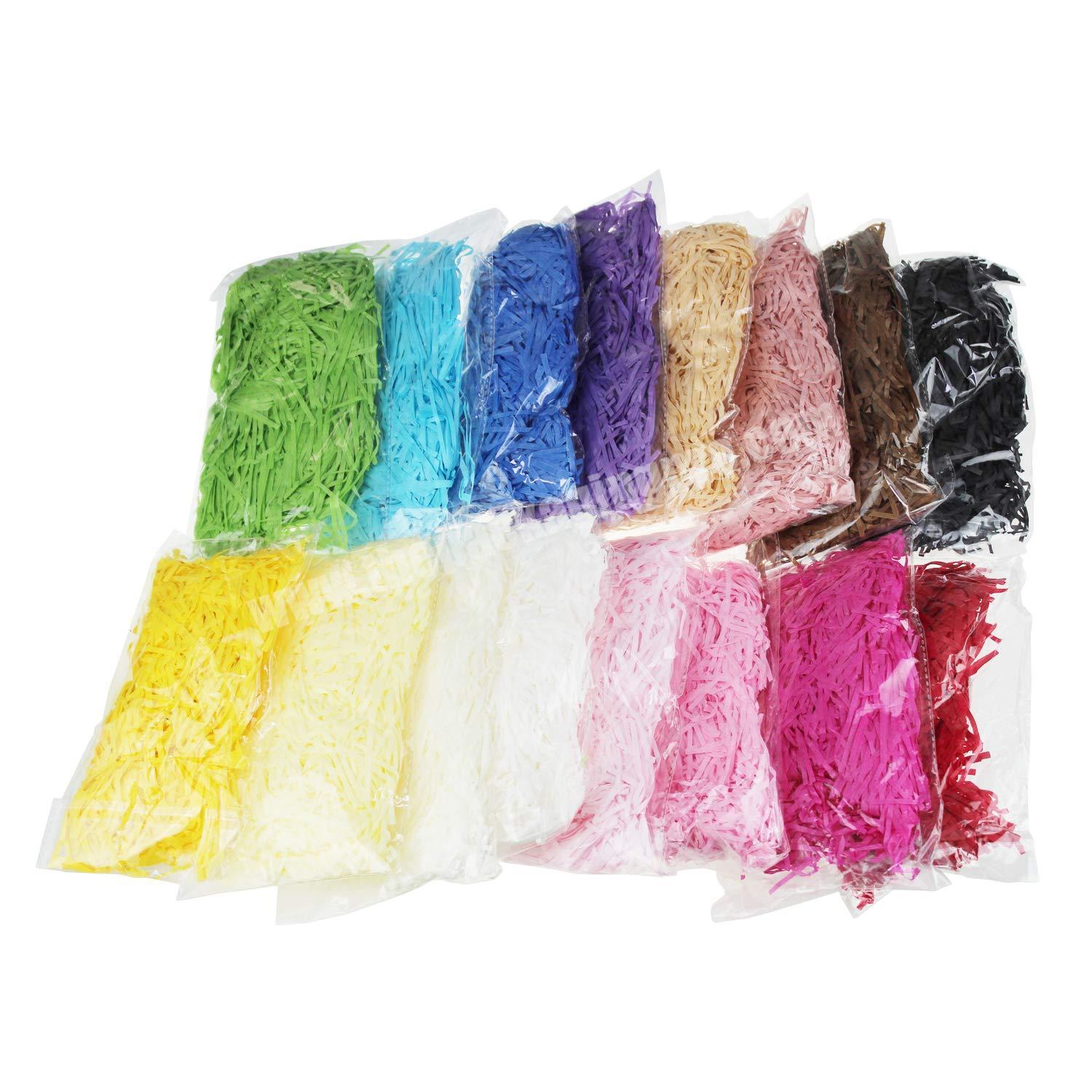 Multicolored Raffia Paper Shreds & Strands Shredded Crinkle Confetti for DIY Gift Wrapping & Basket Filling for folding box
