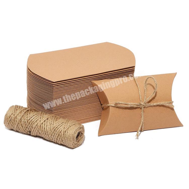 Natural boxes Pillow Gift Boxes with Jute String for Party Favors