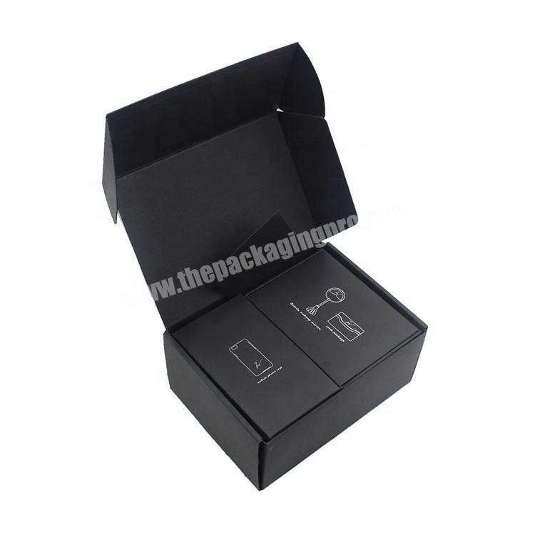 Natural touch feeling matte black folding shipping box notebook packaging