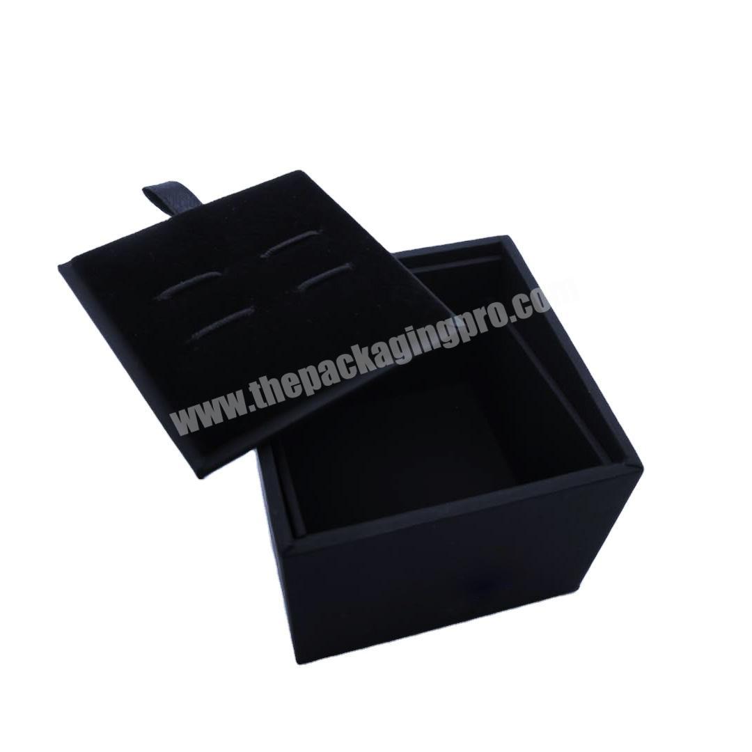 Nested wholesale flip open black paperboard gift box sets decorative boxes