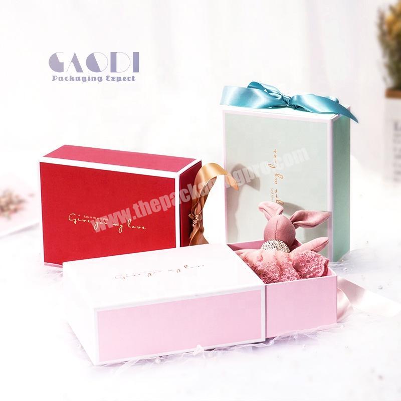 New Arrival Customise Personalized Small Craft Paper Cardboard Sliding Drawer Packing Box For Gift Present