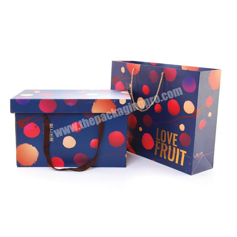 New Arrival Customized Logo Printing Packaging Vegetables Mango Gift Box Fruit Boxes For Packing With Hand Bag