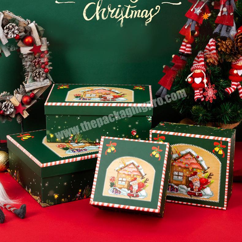 New customized Christmas gift box large rectangular candy color box with cover