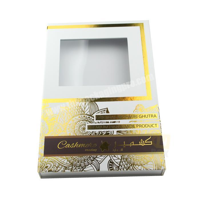 New Design and High Quality Packaging Box with Gold Foil Custom Logo Paper Gift Book Fold Box With a Window