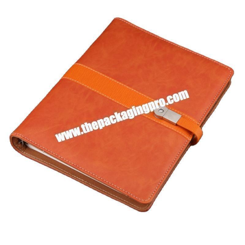 New Design Black Grey Orange Diary PU Leather Journal Belt Buckle Daily Weekly Monthly Agenda Organizer Planner USB Notebook