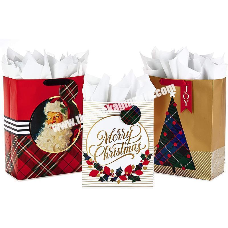 New design colourful making paper gift bag for Christmas customized christmas shopping paper gift bag