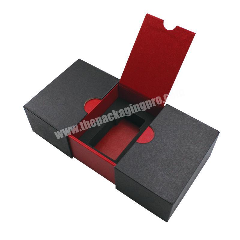 New Design Custom Fancy Texture Paper Sliding Out Style Luxury Empty Perfume Box With Black EVA Foam Insert