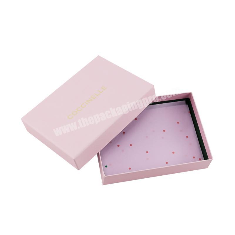 New design customized pink square underwear box private label lid and base box for clothing packaging