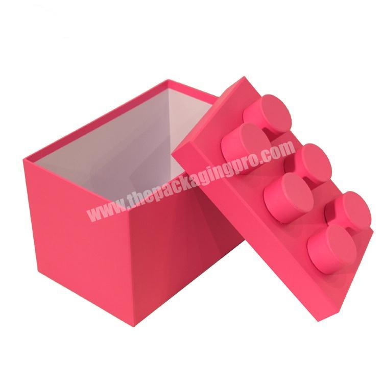 New Design Delicate Color Paper Carton Toy Packing Block Shape Paper Gift Box Packaging Pink Paper Toy Box