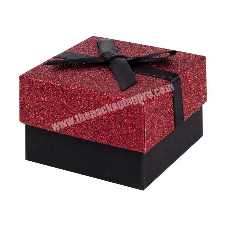 New Design Glitter Rigid Cardboard Gift Boxes with Ribbon