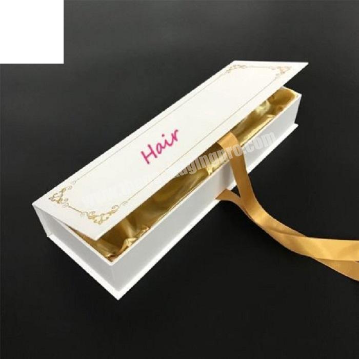 New Design Luxury Custom Logo Packaging Box For Hair Extensions Packaging With Ribbon Tape