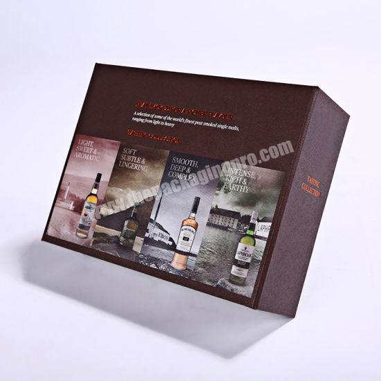 New Design Magnetic Closure 4pcs Wine Set Bottle Box Gift Cardboard Packaging
