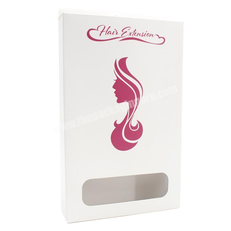 New design recyclable white hair extension window gift packaging custom boxes with logo