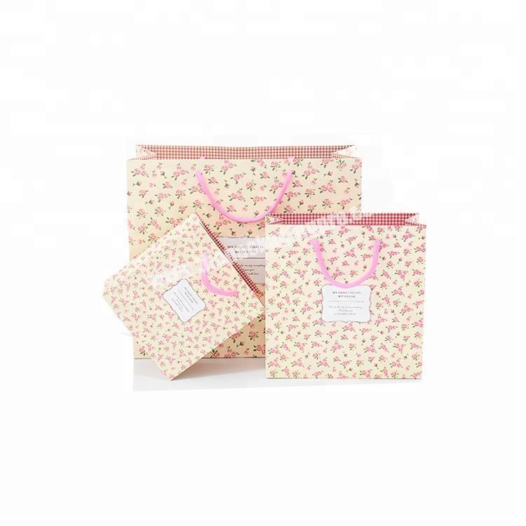 New flowers print factory direct sale promotional advertising craft paper cloth carry bag